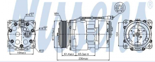 Peugeot 306 3/93-4/97 kompresor klimatizácie /NISSENS/