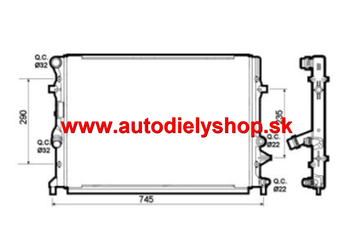 VW CADDY 06/10 - chladič vody 1,2TSi