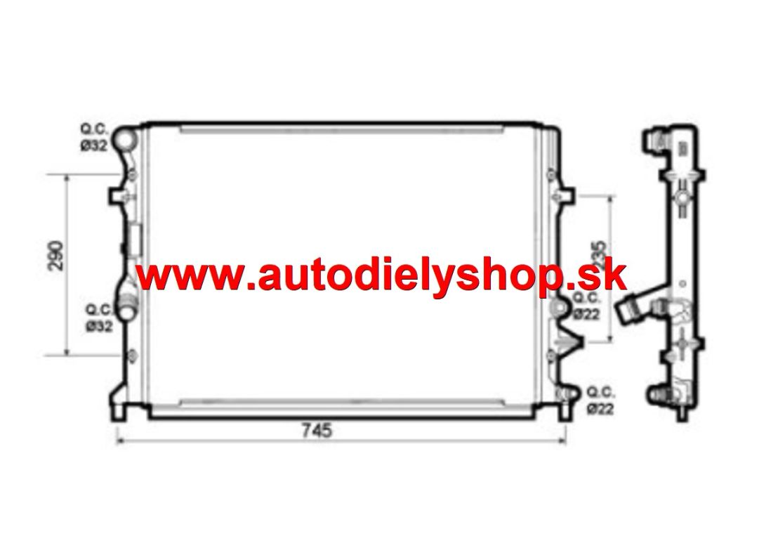 VW TOURAN 05/2010- chladič vody /1,2TSi