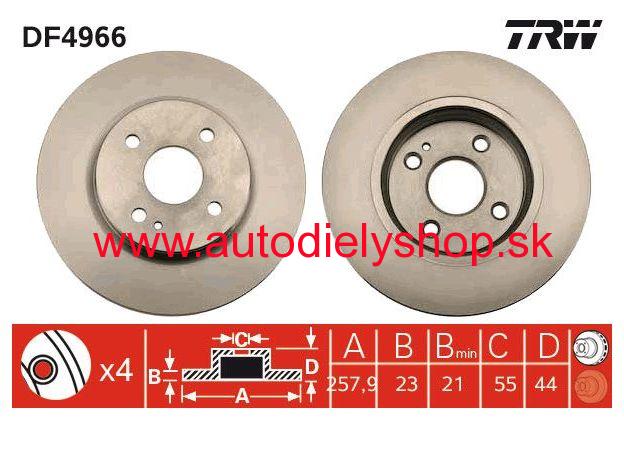 Mazda 2 2/2010-2014 predné kotúče Sada L+P /TRW/ 258mm