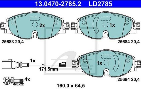 VW GOLF VII 11/2012- predné platničky Sada / ATE CERAMIC
