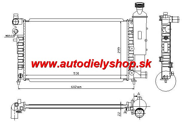 Peugeot 106 6/96- chladič vody 1,5D