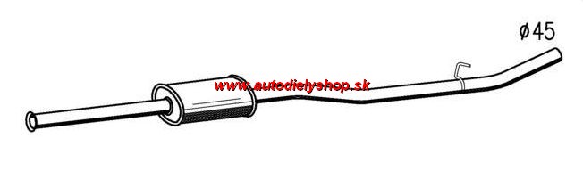 Peugeot 106 6/96- stred výfuku 1,4i - 55kw