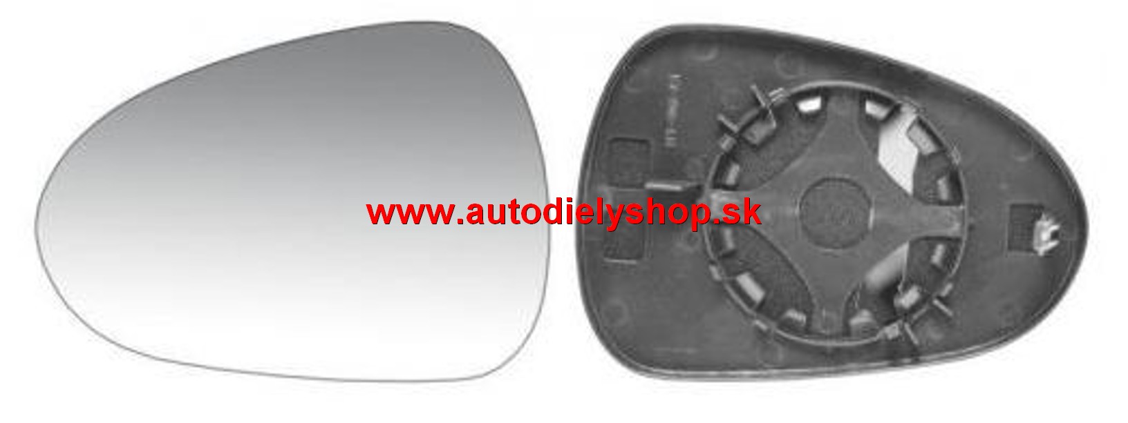 Seat IBIZA 4/2012- sklo zrkadla ľavé, s plastovým držiakom, vyhrievané