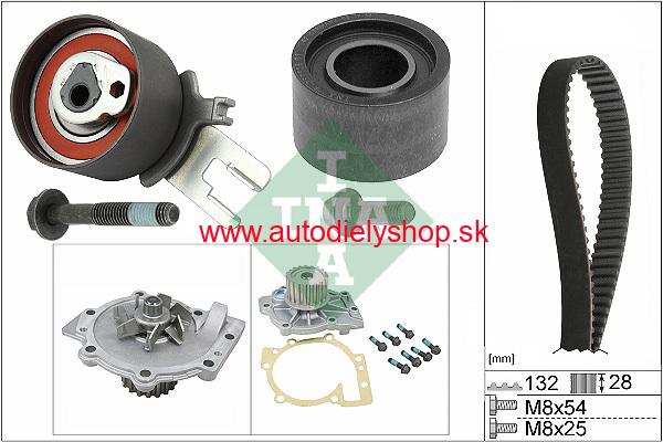 Volvo S80 3/2006- rozvodová sada INA + vodná pumpa pre 2,4D