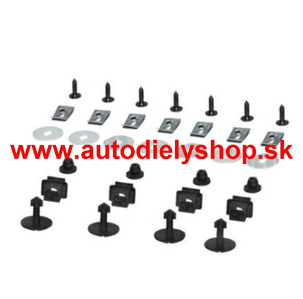 Audi A4 10/00-9/04 príchytky krytov pod motor sada 26 kusov /BENZÍN/