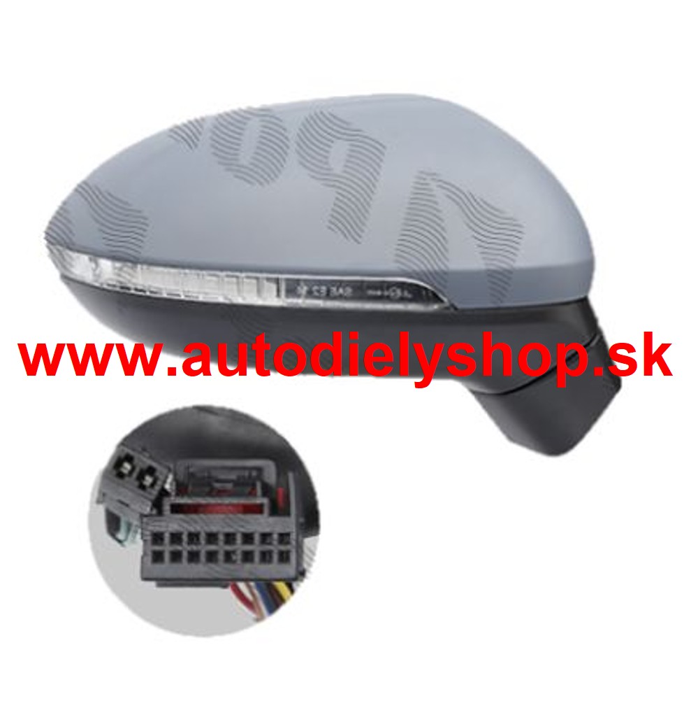 VW PASSAT "B8" 11/2014-pravé spätné zrkadlo /s postranným asistentom +osvetlenie +sklopné