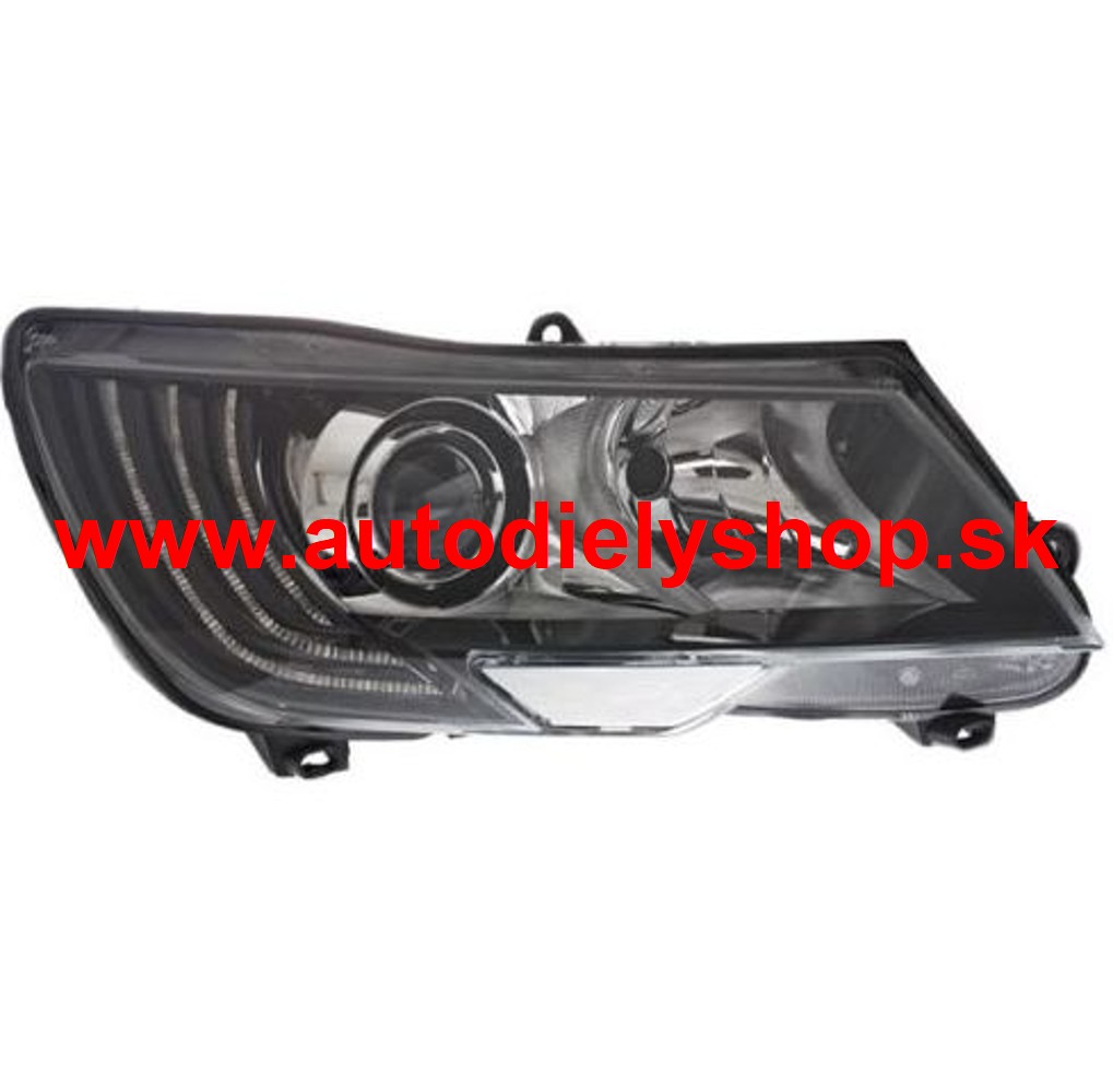 Škoda SUPERB II 5/2013- predné svetlo BI-XENÓN D3S+H7 pravé /HELLA/