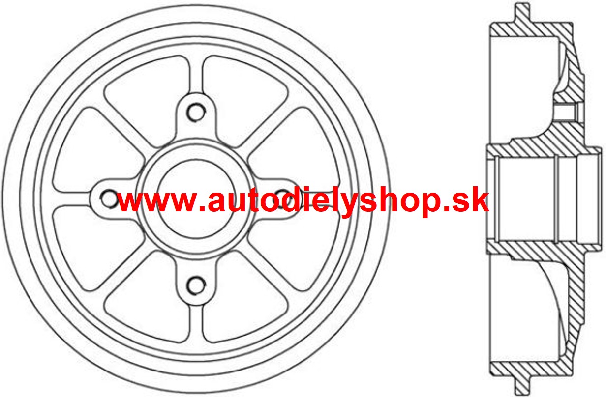 Peugeot 301 2013- Zadné bubny, sada /výrobca SAMKO/-203mm