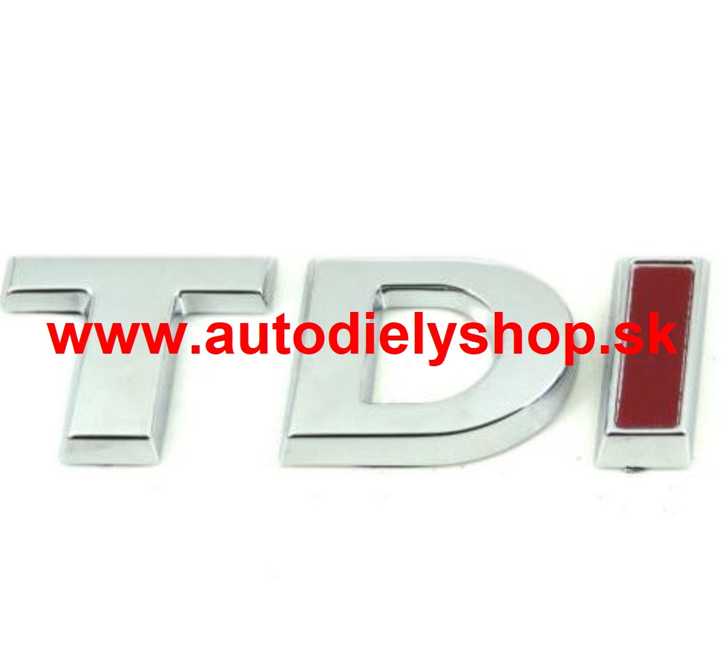 VW TOURAN 05/10-  zadný nápis "TDI" (chróm / chróm / červená) ORIGINÁL