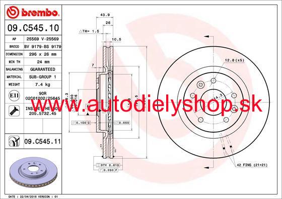 Renault KADJAR 6/2015- Predné kotúče SADA -296mm /BREMBO