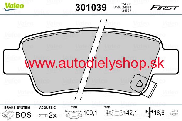 Honda CRV 10/2012- zadné brzdové platničky / VALEO /