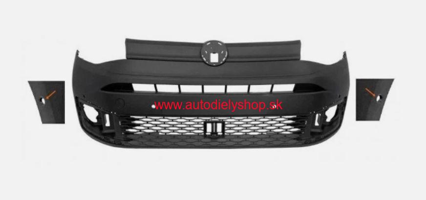 VW CADDY V 9/2020- predný nárazník / čierny / 6x parkovacie senzory