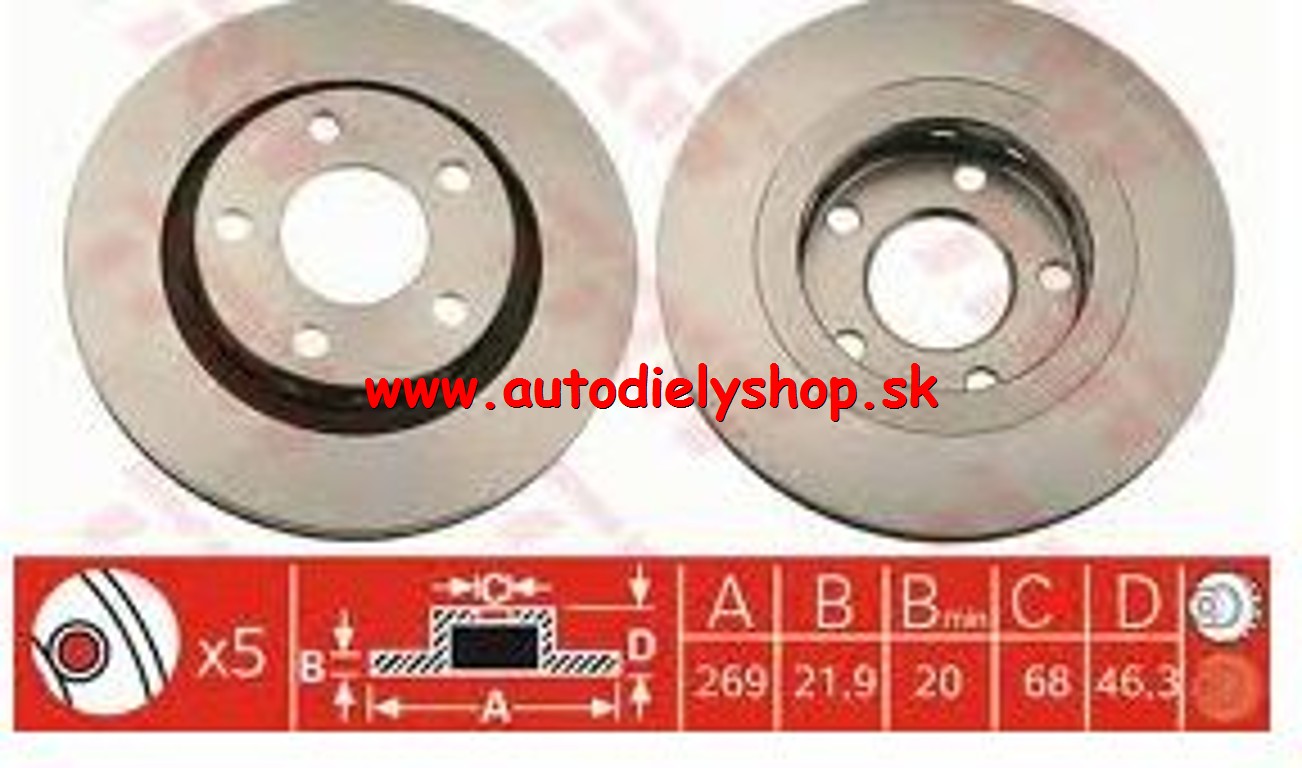 Audi A8 6/94-03 zadné kotúče Sada L+P,269mm / TRW /
