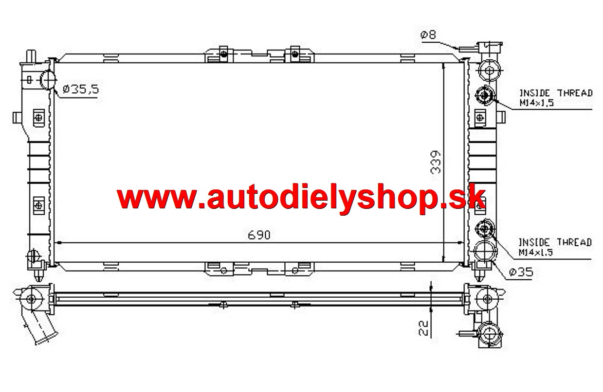 MAZDA  626  01/92-04/97 Chladič vody pre 1,8i/77kW