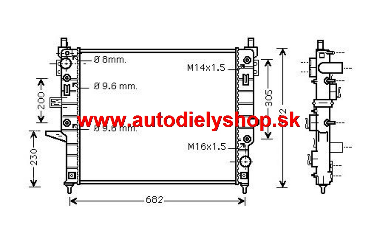 Mercedes M /W163/ 02/98- Chladič vody pre ML 230 110kW