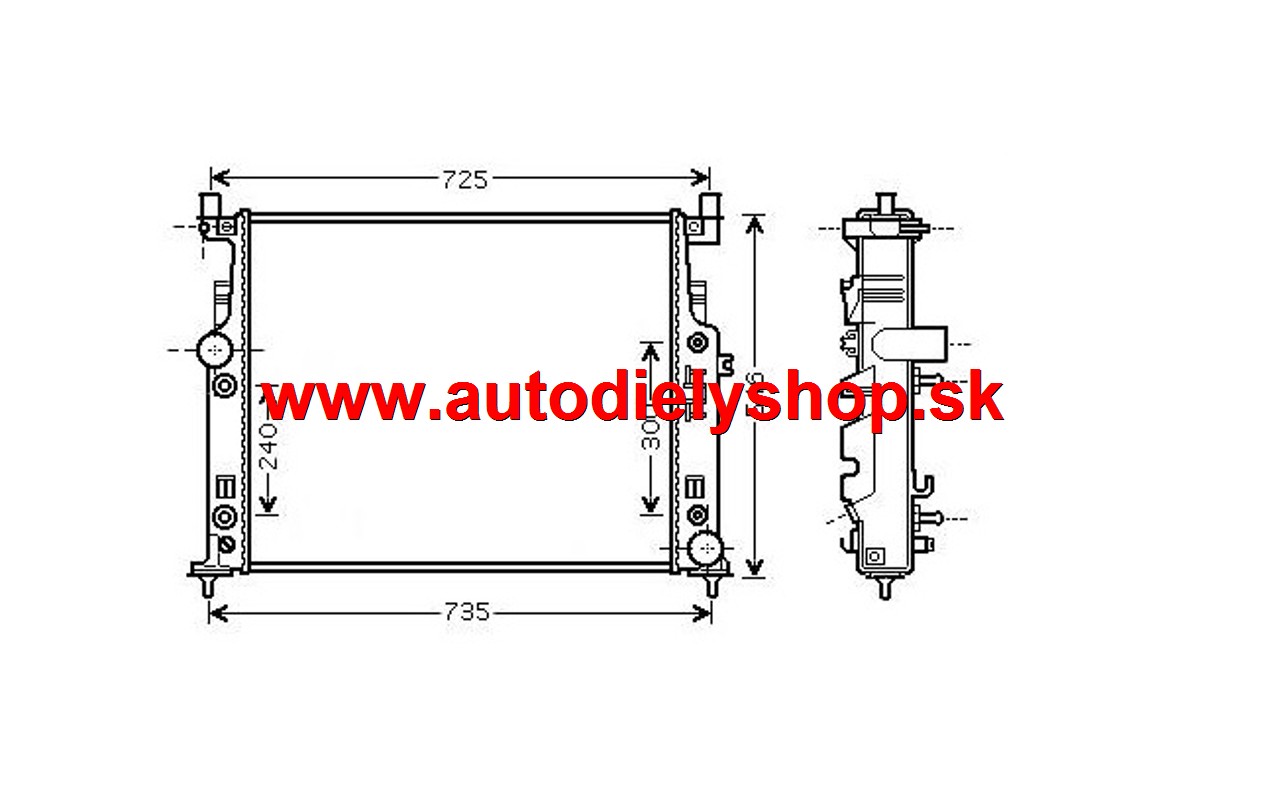 Mercedes M /W164/ 7/2005- Chladič vody pre ML 350 4-matic/200kW