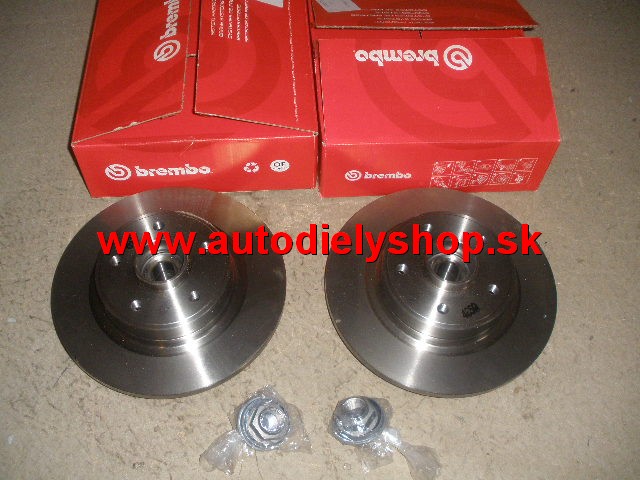 Renault LAGUNA 4/05-7/07 zadné kotúče Sada L+P s ložiskom   BREMBO