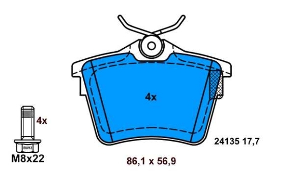 Peugeot 607 3/00- zadné platničky Sada /SRL / 83,2mm