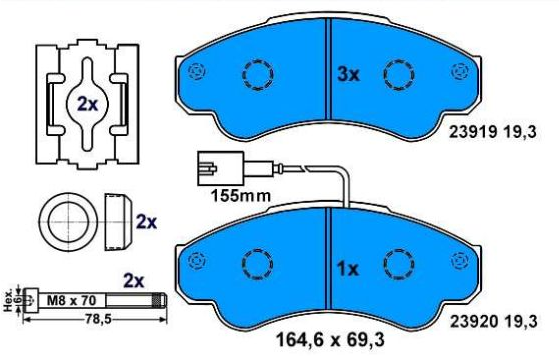 Peugeot BOXER 8/02-06 predné platničky Sada 1,8t / SRL