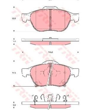Toyota AVENSIS 6/03-10/08 zadné platničky Sada / TRW /