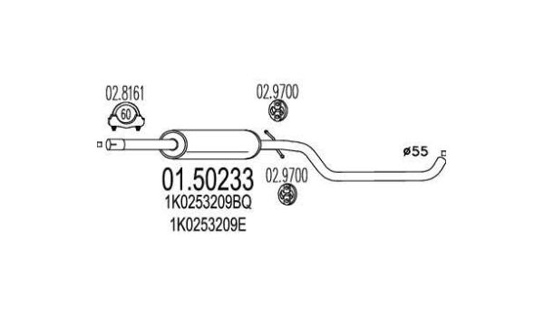 VW GOLF V 8/03- stredný tlmič výfuku WALKER