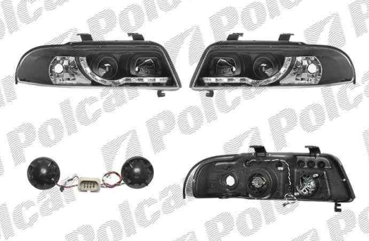 Audi A4 3/99-9/00 predné svetlá s denním svietením H1+H1 čierne Tuning