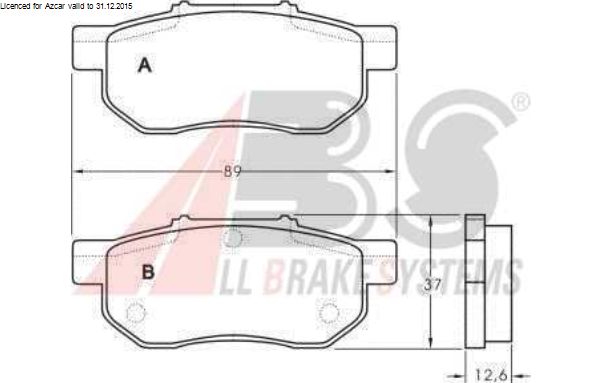 Honda JAZZ 07/08- zadné brzdové platničky  sada /A.B.S/