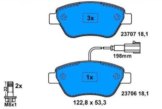 Fiat PUNTO EVO 07/08-03/12 predné platničky Sada / SRL / typ BOSCH