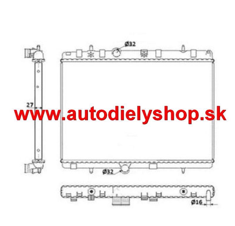 Peugeot 301 2013- Chladič vodný /1,2VTi-1,6HDI/
