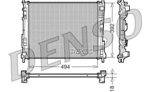 Renault TWINGO 8/2007-2012 chladič vody pre vozidlá bez klími /DENSO/