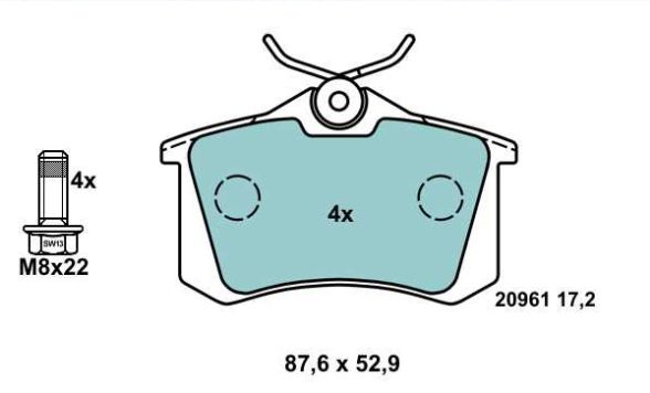 Audi A8 10/98-03 zadné brzdové platničky ATE