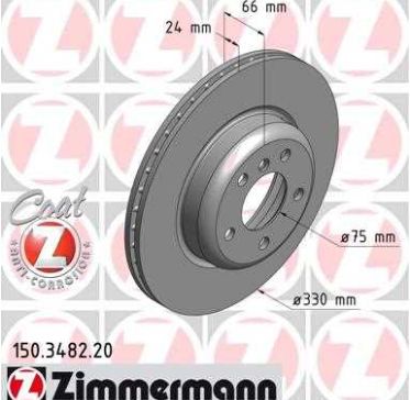 BMW 5 F10, F11 3/2010- predné brzdové kotúče sada L+P ventrané /ZIMMERMANN/