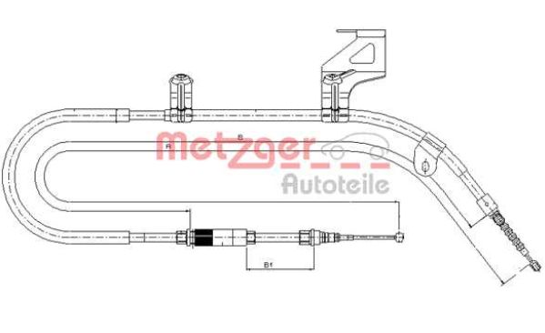 Škoda SUPERB 12/01-2/08 lanko ručnej brzdy zadné pravé /LINEX/