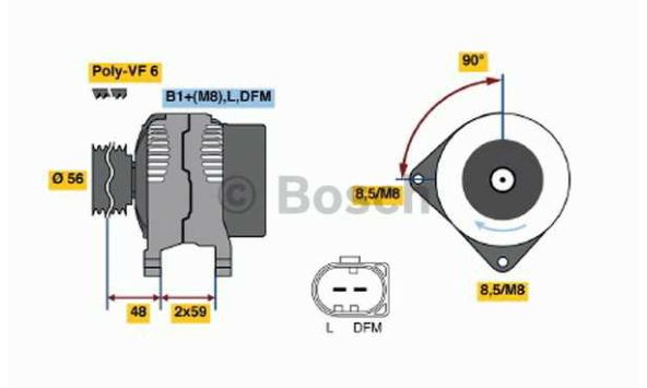  VW CADDY 10/95-2/04 alternátor /BOSCH/