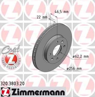 Kia RIO 7/2005-6/2011 predné brzdové kotúče sada L+P /ZIMMERMANN/