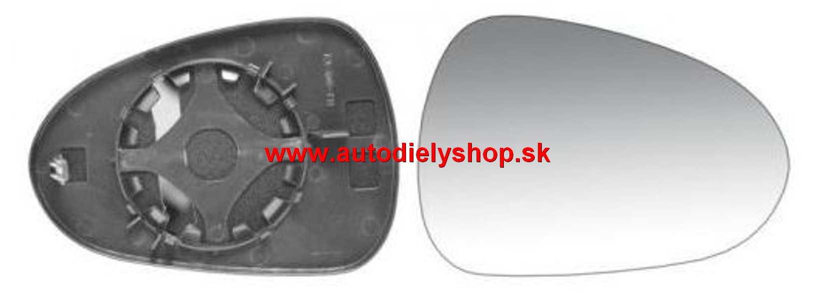 Seat IBIZA 4/2012- sklo zrkadla pravé, s plastovým držiakom
