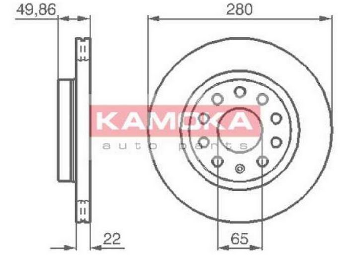 VW GOLF V KOMBI 09/05-09/10 predné brzdové kotúče sada L+P /KAMOKA/