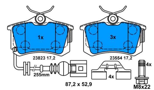 Seat IBIZA, CORDOBA 5/06-4/08 zadné brzdové platničky sada /SRL/