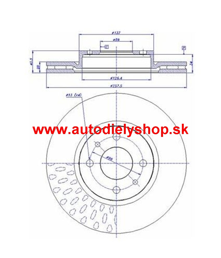 Alfa 145, 146 6/94-00 predné brzdové kotúče 257mm /SRL/