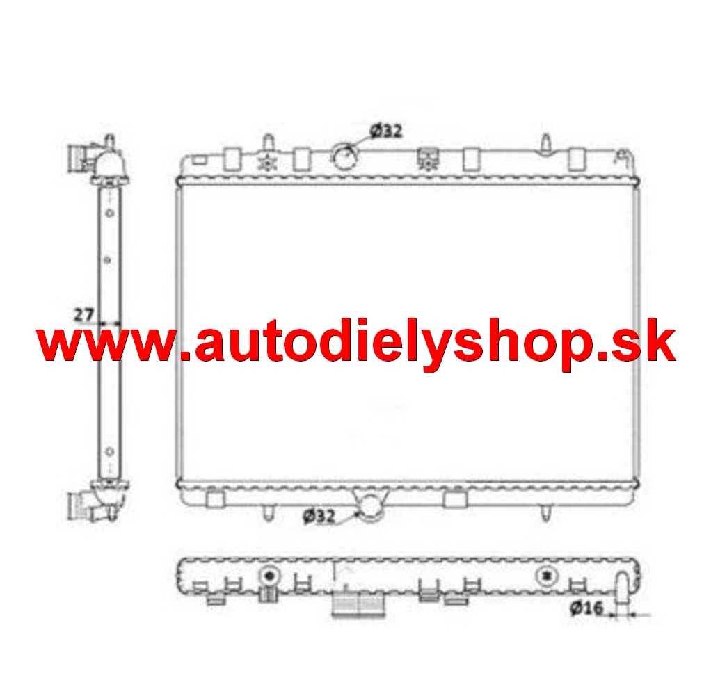 Citroen C-Elysse 2012- chladič vody 1,2VTi-1,6HDi s AC