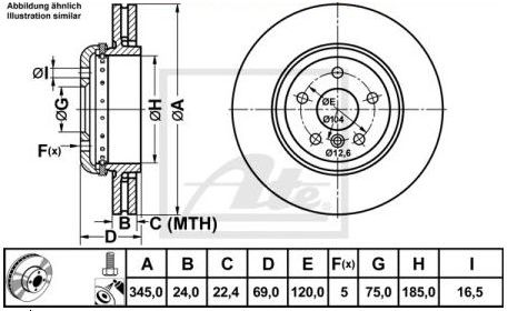 BMW 6 F12/F13 02/11- zadné kotúče sada L+P /ATE/