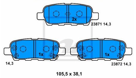 Nissan QASHQAI 2014-6/2017 zadné platničky sada /ATE/