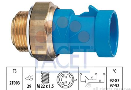 Lancia DELTA 10/93-8/99 teplotný spínač pre dvojitý ventilátor 