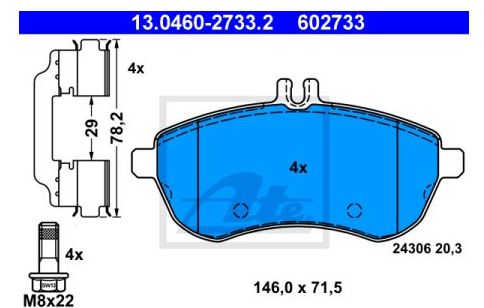 Mercedes W204 "C" 03/2011- predné platničky sada /ATE/