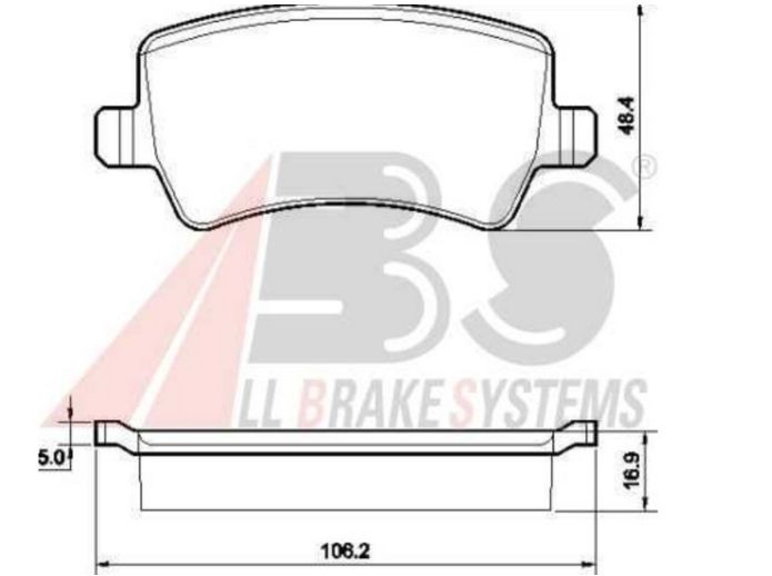 Volvo S80 3/2006- zadné platničky Sada / A.B.S / -106,2mm