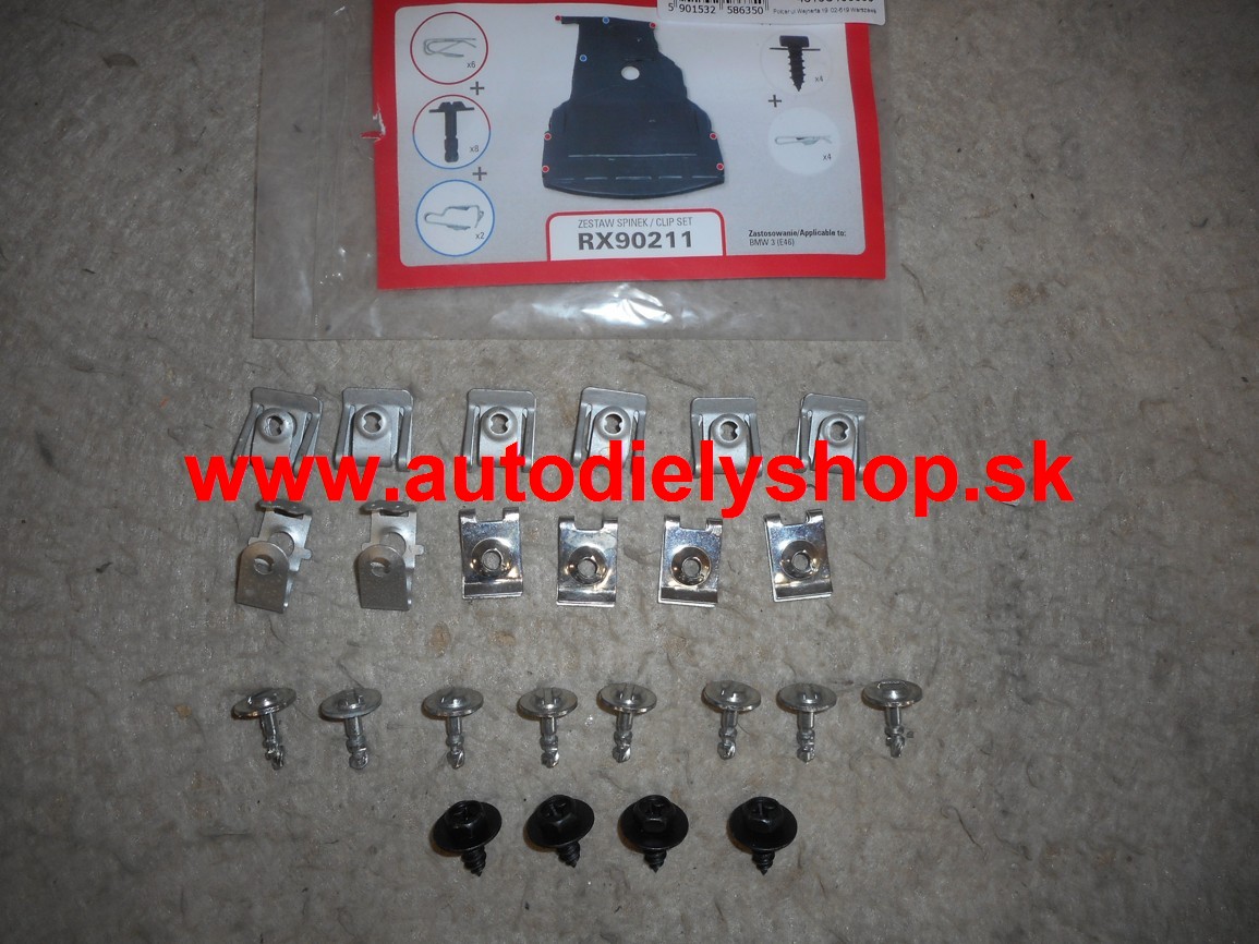 BMW 3 E46 4/98-9/2006 príchytky uchytenia krytu motora sada