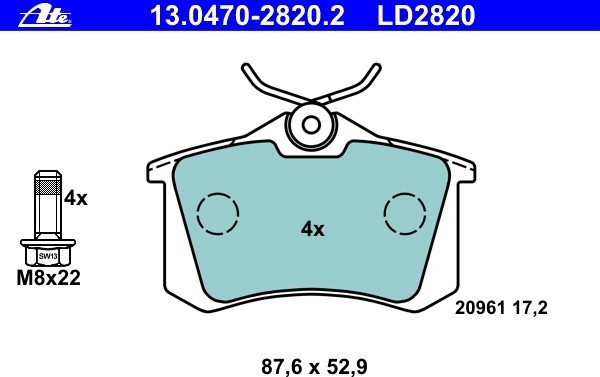 Audi A2 9/00- zadné platničky Sada / MASTER GERMANY /