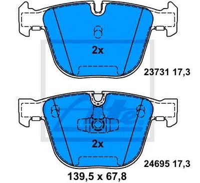 BMW 5 F07 GT 06/09- zadné platničky Sada / ATE /